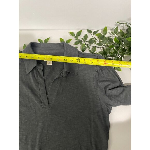 UpWest Womens Long Sleeve Collared Shirt M 100% Cotton Charcoal Gray - Picture 8 of 9